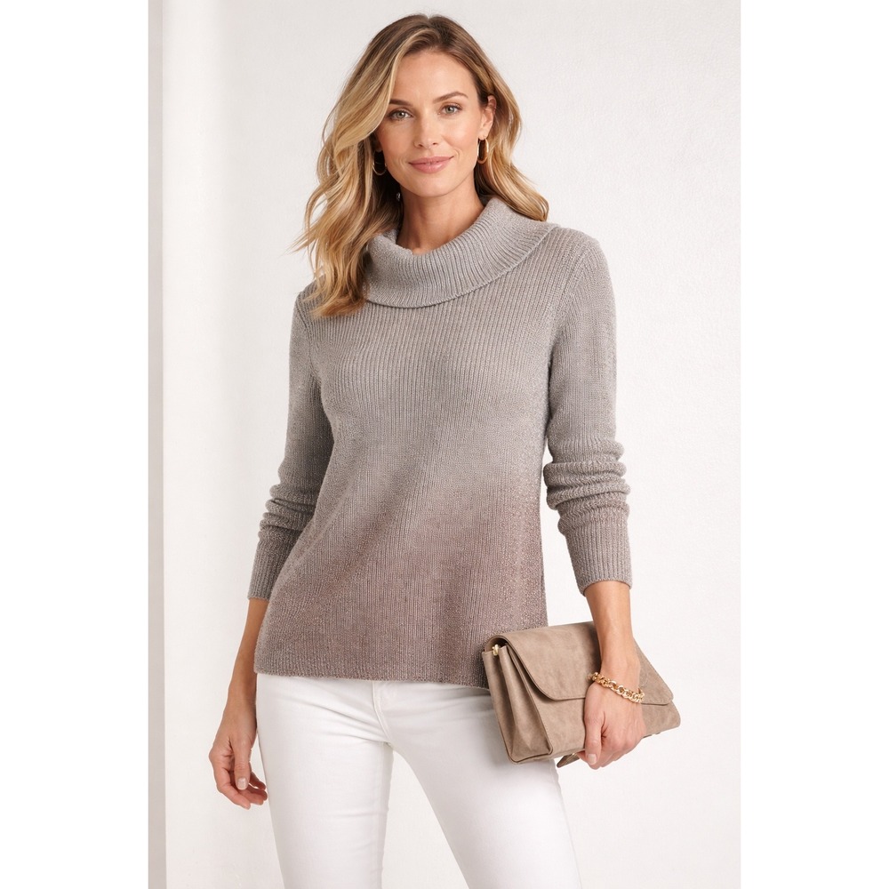 White House Black Market MEDIUM Ombre Shimmer Cowl Neck Sweater Medium WHBM